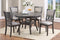 Contemporary Dining 5pc Set Round Table w 4x Side Chairs Grey Finish Rubberwood Unique Design - Supfirm