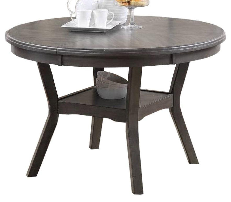 Contemporary Dining 5pc Set Round Table w 4x Side Chairs Grey Finish Rubberwood Unique Design - Supfirm