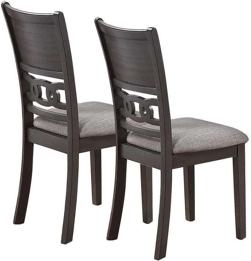 Contemporary Dining 5pc Set Round Table w 4x Side Chairs Grey Finish Rubberwood Unique Design - Supfirm