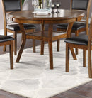 Contemporary Dining 5pc Set Round Table w 4x Side Chairs Walnut Finish Rubberwood Unique Design - Supfirm