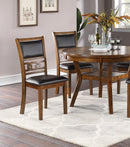 Contemporary Dining 5pc Set Round Table w 4x Side Chairs Walnut Finish Rubberwood Unique Design - Supfirm