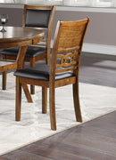 Contemporary Dining 5pc Set Round Table w 4x Side Chairs Walnut Finish Rubberwood Unique Design - Supfirm