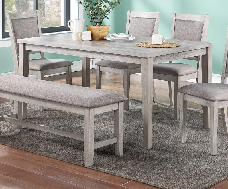 Contemporary Dining 6pc Set Table w 4x Side Chairs And Bench Natural Finish Padded Cushion Seats Chairs Rectangular Dining Table Dining Room Furniture - Supfirm