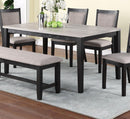 Contemporary Dining 6pc Set Table w 4x Side Chairs And Bench Padded Upholstered Cushion Seats Chairs Solid wood And Veneers Dining Room Furniture - Supfirm