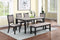 Contemporary Dining 6pc Set Table w 4x Side Chairs And Bench Padded Upholstered Cushion Seats Chairs Solid wood And Veneers Dining Room Furniture - Supfirm