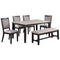 Contemporary Dining 6pc Set Table w 4x Side Chairs And Bench Padded Upholstered Cushion Seats Chairs Solid wood And Veneers Dining Room Furniture - Supfirm