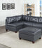 Contemporary Genuine Leather Black Tufted 6pc Modular Sectional Set 2x Corner Wedge 3x Armless Chair 1x Ottoman Living Room Furniture Sofa Couch - Supfirm