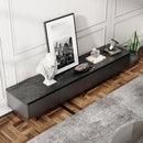 Contemporary TV Stand with 4 Drawers Media Console for TVs Up to 70", Handle-Free Design Modern Elegant TV Cabinet, Black Marble Texture - Supfirm