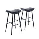 Counter Height Bar Stool Set of 2 for Dining Room Kitchen Counter Island, PU Upholstered Breakfast Seat Stools With Footrest,Black - Supfirm