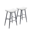 Counter Height Bar Stool Set of 2 for Dining Room Kitchen Counter Island, PU Upholstered Breakfast Seat Stools With Footrest,Cream - Supfirm