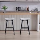 Counter Height Bar Stool Set of 2 for Dining Room Kitchen Counter Island,Linen fabric Upholstered Breakfast Seat Stools With Footrest,Beige Gray+Pale Blue - Supfirm