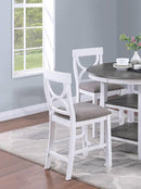 Counter Height Dining Table w Storage Shelve 4x Chairs Padded Seat Unique Design Back 5pc Dining Set White Color - Supfirm