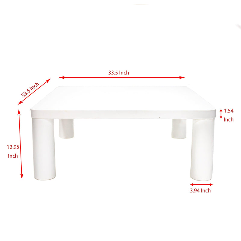 Cream White Coffe Table, 33.5" Modern Minimalist Square Coffee Tables for Living Room Home Office, Sturdy Durable Low Table for Sitting on The Floor, Tatami Floor Tables - Supfirm