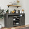 Dark Gray Farmhouse Storage Cabinet Sideboard Shelves Movable Barn Door Tv Stands For Living Room Indoor - Supfirm