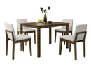 Dark Walnut Finish 5pc Dining Room Set Dining Table 4x Chairs Beige Fabric Chair Seat Kitchen Breakfast Dining room Furniture Rubberwood Veneer Unique Design - Supfirm