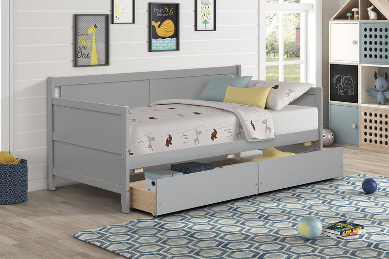 Daybed with two drawers, Twin size Sofa Bed,Storage Drawers for Bedroom,Living Room ,Grey - Supfirm