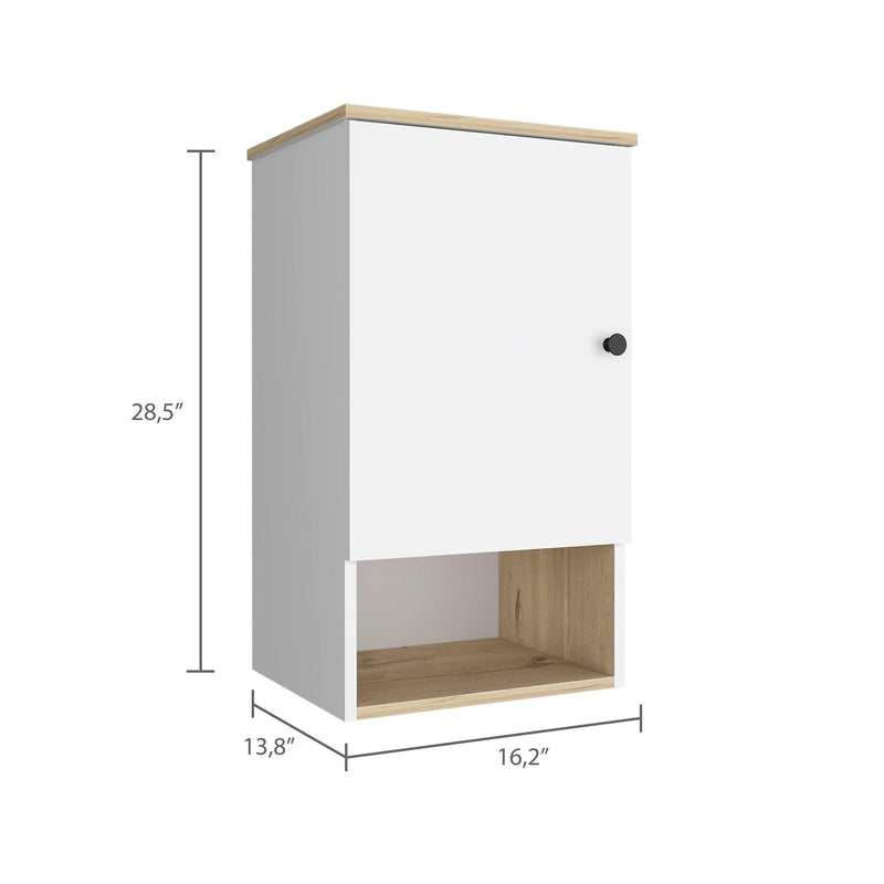 Supfirm DEPOT E-SHOP Arya Medicine Single Door Cabinet, One Shelf, Two Interior Shelves, Light Oak / White - Supfirm