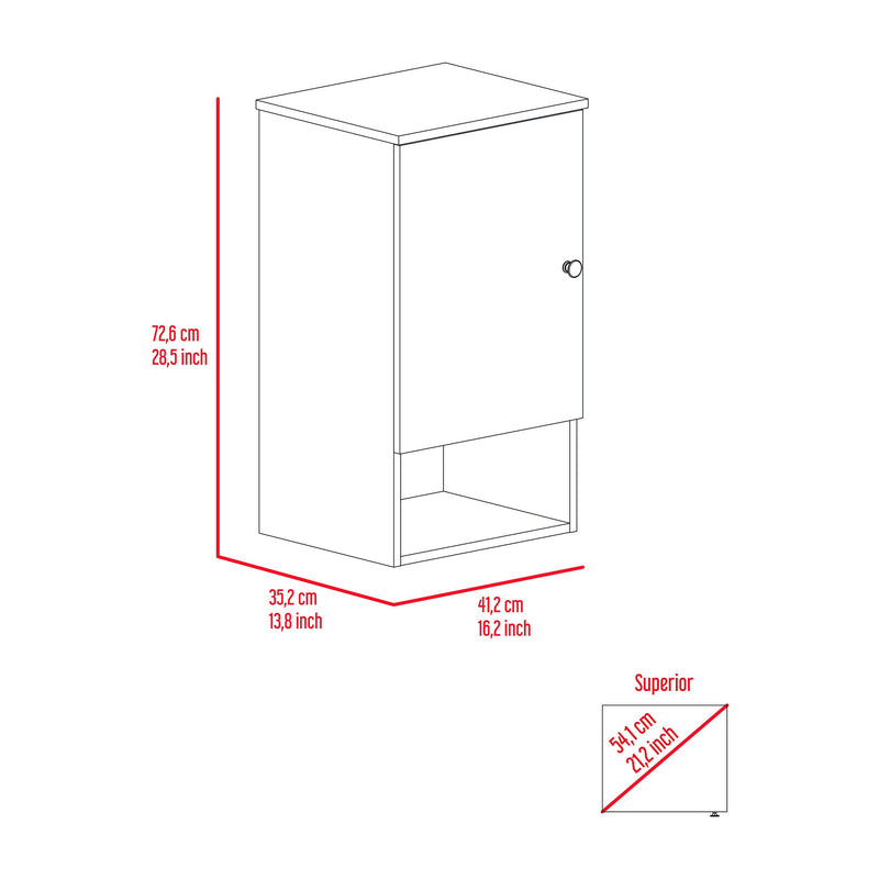 Supfirm DEPOT E-SHOP Arya Medicine Single Door Cabinet, One Shelf, Two Interior Shelves, Light Oak / White - Supfirm