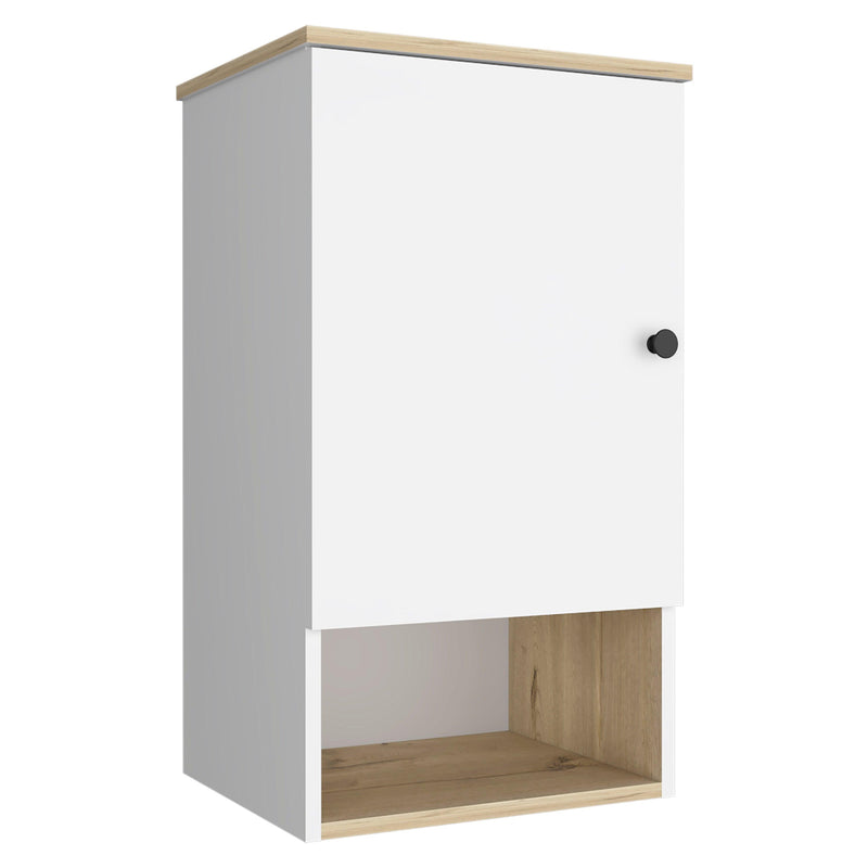 Supfirm DEPOT E-SHOP Arya Medicine Single Door Cabinet, One Shelf, Two Interior Shelves, Light Oak / White - Supfirm