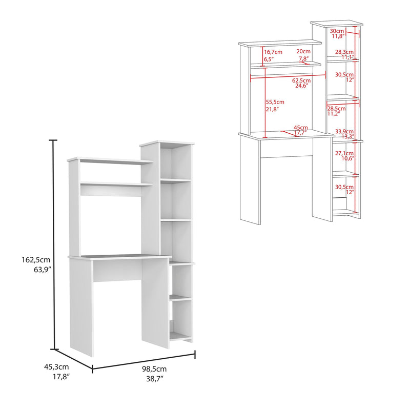 Desk Logan, Five Cubbies, White Finish - Supfirm