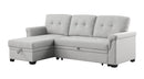 Destiny Light Gray Linen Reversible Sleeper Sectional Sofa with Storage Chaise - Supfirm