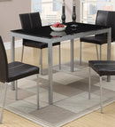 Dinette 5pc Dining Set Table And 4x Chairs Glass Table Top Black PU Upholstered Chairs Kitchen Dining Room Furniture - Supfirm