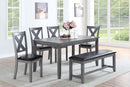 Dining Room Furniture Casual Modern 6pc Set Dining Table 4x Side Chairs and A Bench Rubberwood and Birch veneers Gray Finish - Supfirm