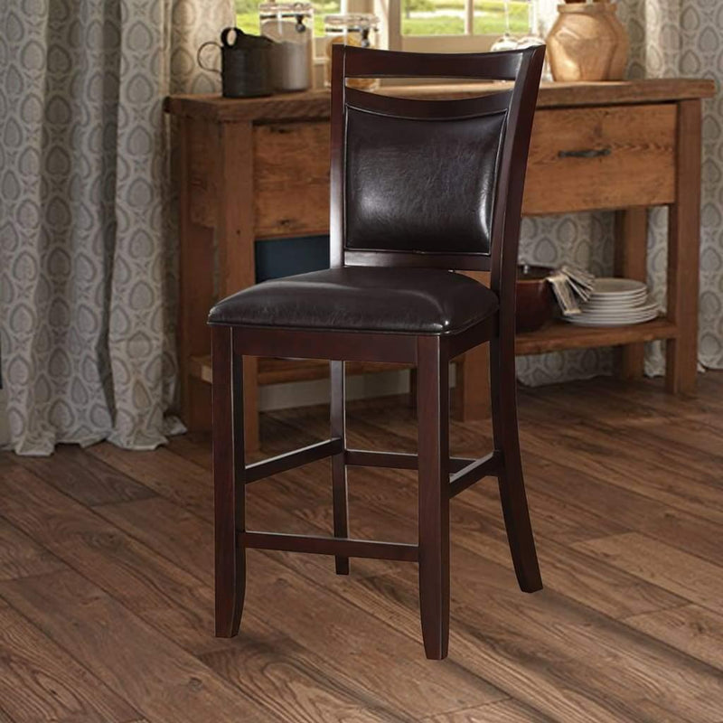 Dining Room Furniture Dark Brown Counter Height Dining Table w Butterfly Leaf 6x High Chairs Wooden Top 7pc Set Table Contemporary - Supfirm