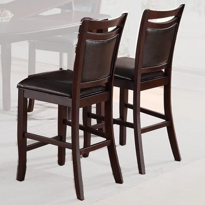 Dining Room Furniture Dark Brown Counter Height Dining Table w Butterfly Leaf 6x High Chairs Wooden Top 7pc Set Table Contemporary - Supfirm