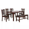 Dining Room Furniture Espresso Color 6pc Set Dining Table 4x Side Chairs and A Bench Solid wood Rubberwood and veneers - Supfirm