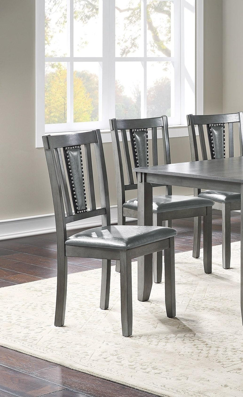 Dining Room Furniture Gray Color 6pc Set Dining Table 4x Side Chairs and A Bench Solid wood Rubberwood and veneers - Supfirm