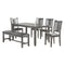 Dining Room Furniture Gray Color 6pc Set Dining Table 4x Side Chairs and A Bench Solid wood Rubberwood and veneers - Supfirm