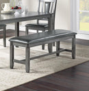 Dining Room Furniture Gray Color 6pc Set Dining Table 4x Side Chairs and A Bench Solid wood Rubberwood and veneers - Supfirm