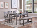 Dining Room Furniture Simple 6pc Set Dining Table 4x Side Chairs and A Bench Solid wood and veneers - Supfirm