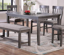 Dining Room Furniture Simple 6pc Set Dining Table 4x Side Chairs and A Bench Solid wood and veneers - Supfirm