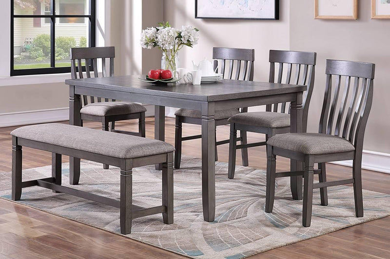 Dining Room Furniture Simple 6pc Set Dining Table 4x Side Chairs and A Bench Solid wood and veneers - Supfirm