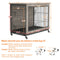 Dog Crate Furniture , 38'' Heavy Duty Wooden Dog Kennel with Double Doors & Flip-Top for Large Dogs, Furniture Style Dog Crate End Table with Wheels, Grey 38.3"L X 23.4"W X 32"H - Supfirm