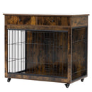 Dog Crate Furniture, Wooden Dog House, Decorative Dog Kennel with Drawer, Indoor Pet Crate End Table for Small Dog, Steel-Tube Dog Cage, Chew-Proof, Rustic Brown 31.7" L×23.2" W×33" H - Supfirm