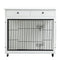 Dog Crate Furniture, Wooden Dog House, Decorative Dog Kennel with Drawer, Indoor Pet Crate End Table for Small Dog, Steel-Tube Dog Cage, Chew-Proof, White 31.7" L×23.2" W×33" H - Supfirm