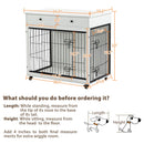 Dog Crate Furniture, Wooden Dog House, Decorative Dog Kennel with Drawer, Indoor Pet Crate End Table for Small Dog, Steel-Tube Dog Cage, Chew-Proof, White 31.7" L×23.2" W×33" H - Supfirm