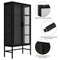 Double Glass Door Storage Cabinet with Adjustable Shelves and Feet Cold-Rolled Steel Sideboard Furniture for Living Room Kitchen BLACK - Supfirm