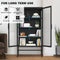 Double Glass Door Storage Cabinet with Adjustable Shelves and Feet Cold-Rolled Steel Sideboard Furniture for Living Room Kitchen BLACK - Supfirm