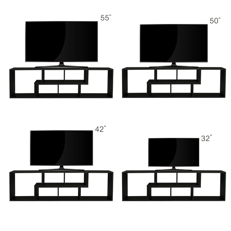 Double L-Shaped TV Stand,Display Shelf ,Bookcase for Home Furniture,Black - Supfirm