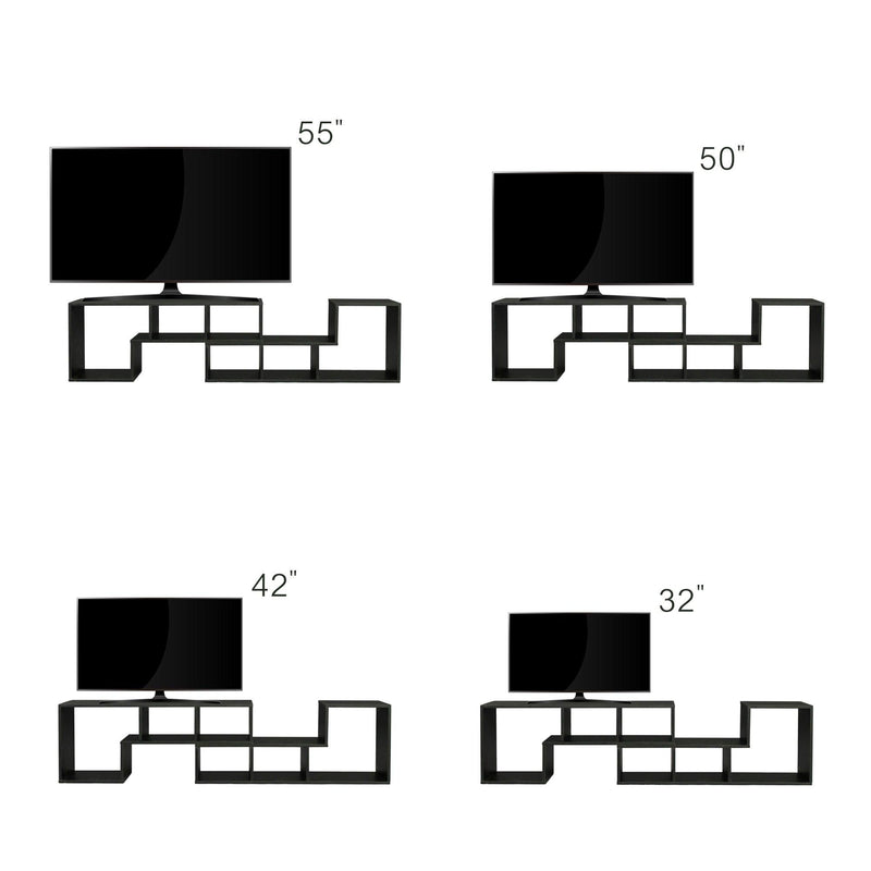 Double L-Shaped TV Stand,Display Shelf ,Bookcase for Home Furniture,Black - Supfirm