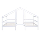 Double Twin Size Triangular House Beds with Built-in Table,White(Old SKU:WF286895AAK) - Supfirm