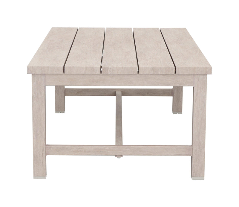 Durable Aluminum Coffee Table - Solid Construction, Weather-Resistant Surface - Whitewashed Birch Look, Dual Stretchers - Supfirm