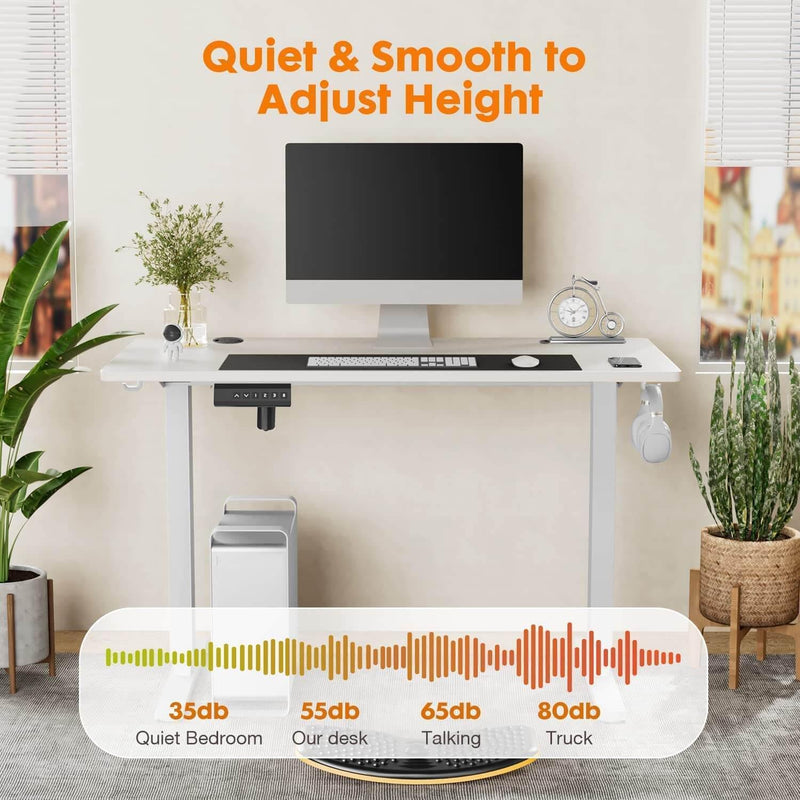 Electric Height Adjustable Standing Desk,Sit to Stand Ergonomic Computer Desk,White,48'' x 24" - Supfirm