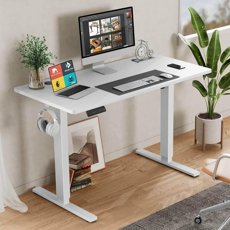 Electric Height Adjustable Standing Desk,Sit to Stand Ergonomic Computer Desk,White,48'' x 24" - Supfirm