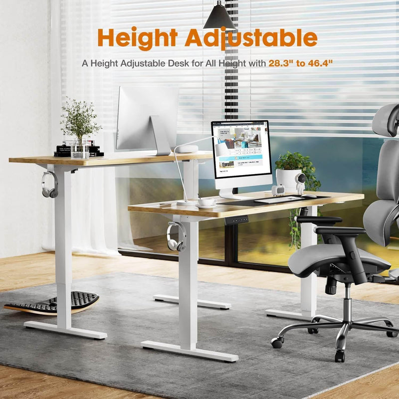 Electric Height Adjustable Standing Desk,Sit to Stand Ergonomic Computer Desk,Yellow,48'' x 24" - Supfirm