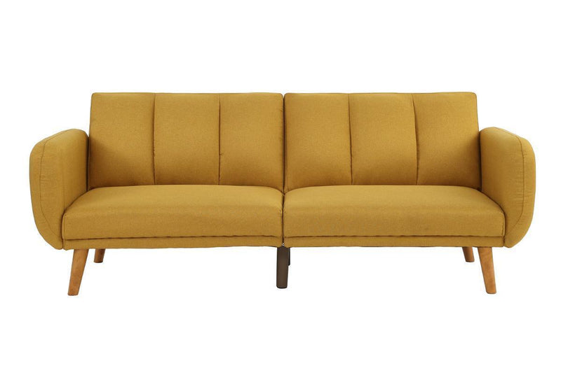 Elegant Modern Sofa Mustard Color Polyfiber 1pc Sofa Convertible Bed Wooden Legs Living Room Lounge Guest Furniture - Supfirm